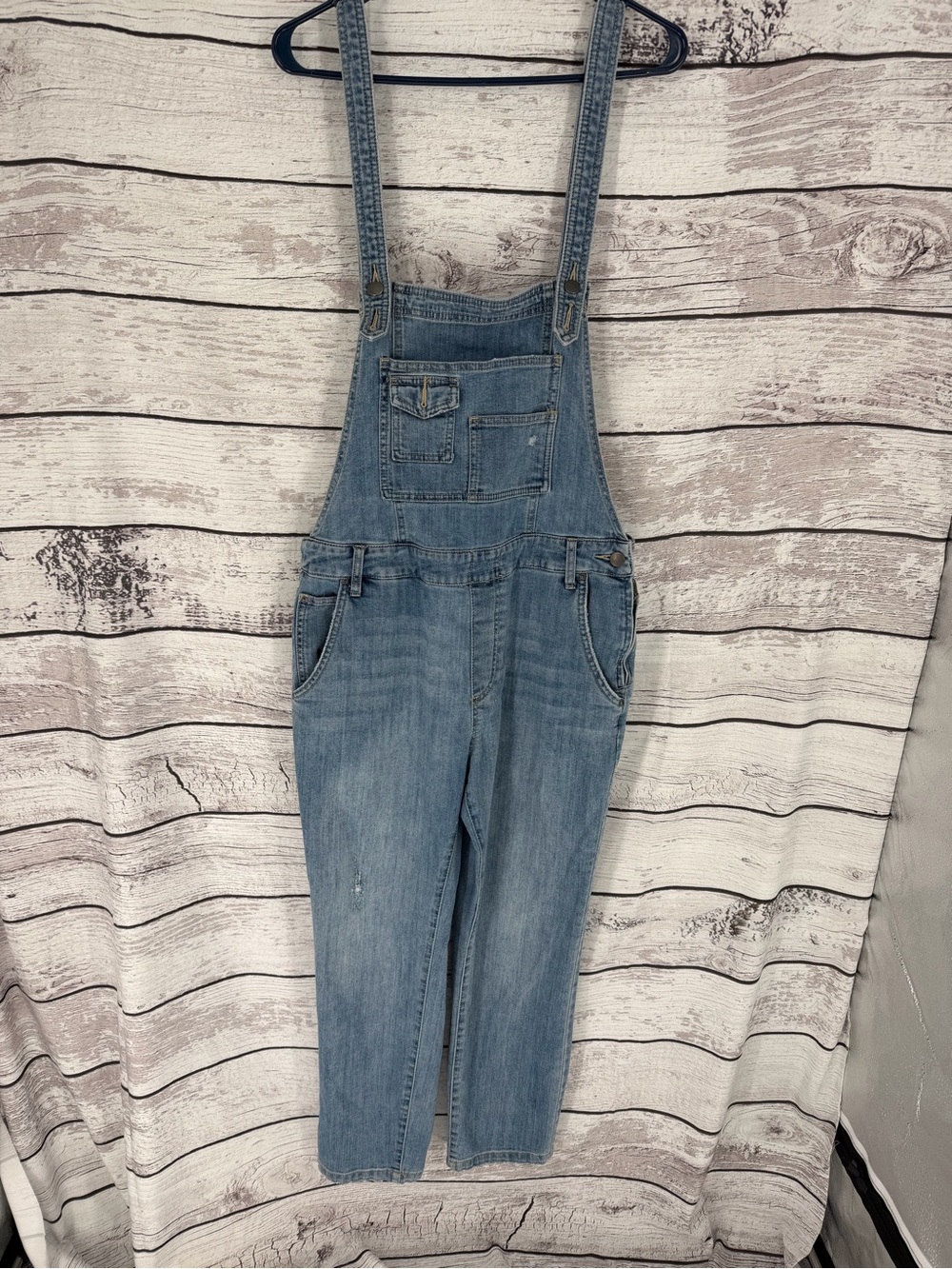 Free People Light Blue Denim Overalls with Front Pocket
